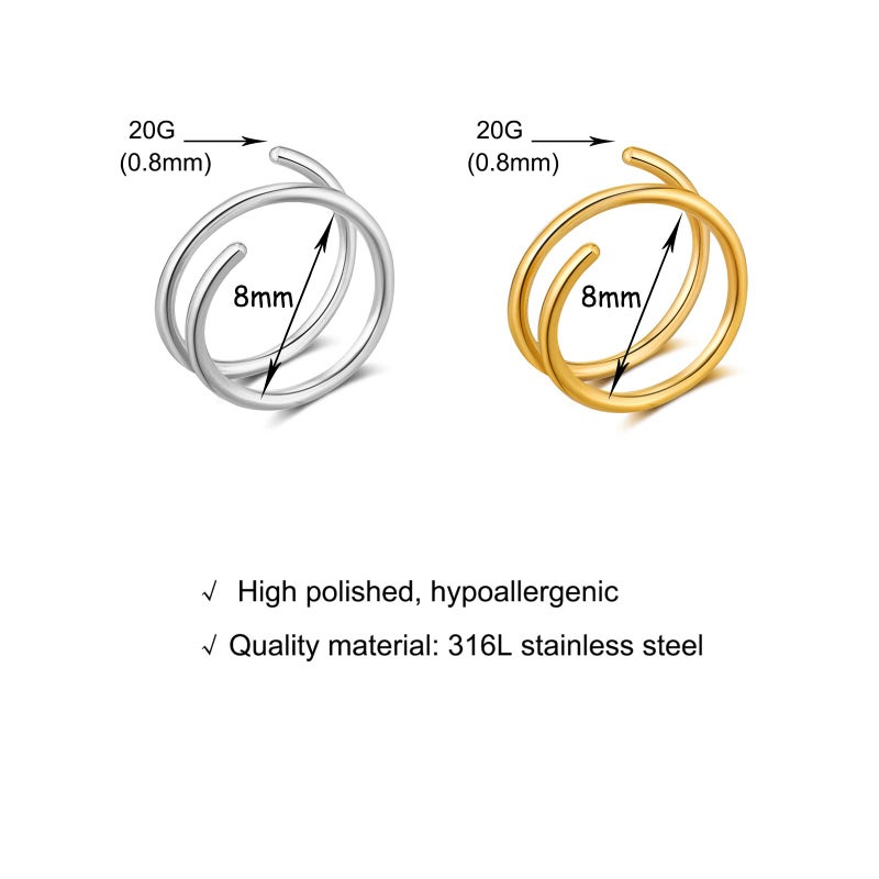 Goenjoy Double Hoop Earrings for Single Piercingï¼ŒHandmade Cartilage Piercing, Twist Double Hoop Huggie Earrings, Wrap Earrings Spiral Earrings for Women - Image 3