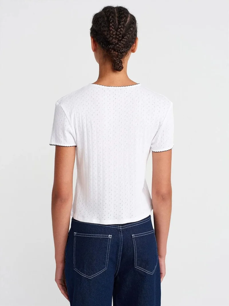 ديلفين DILVIN Women's Ribbed Crop T-Shirt