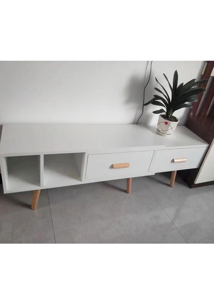 fashionhome Modern Upgraded Minimalist Design Retractable Length TV Cabinet Drawers Storage Rack Home Floor Cabinet Small Apartment Bedroom Nordic Table 15mm Thick Wood Furniture 198x30x40 cm  - Image 3