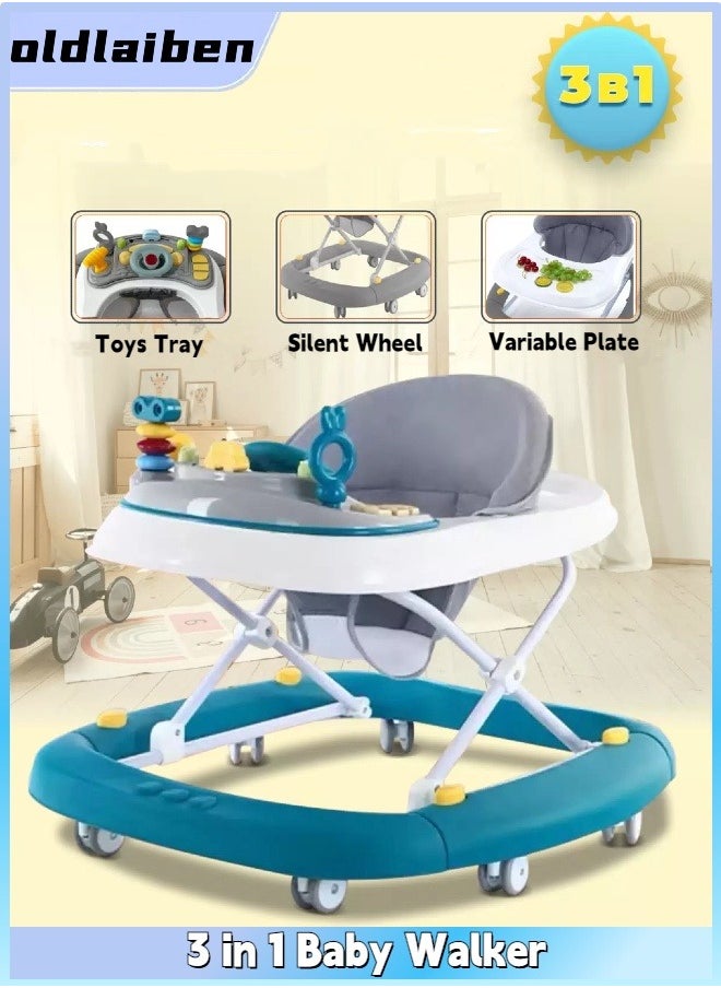 Baby Walker, 3-Gear Height Adjustable Baby Walker, 3-in-1 Foldable Baby Walkers, Easily Convertible Baby Walker with Toys Tray, For Baby Boys and Girls 6-24 Months（Blue） - pzsku/ZBC509FD57FA034068BAEZ/45/_/1727082743/82a0d8cb-7124-4cfd-9515-fc6b3259d8e9