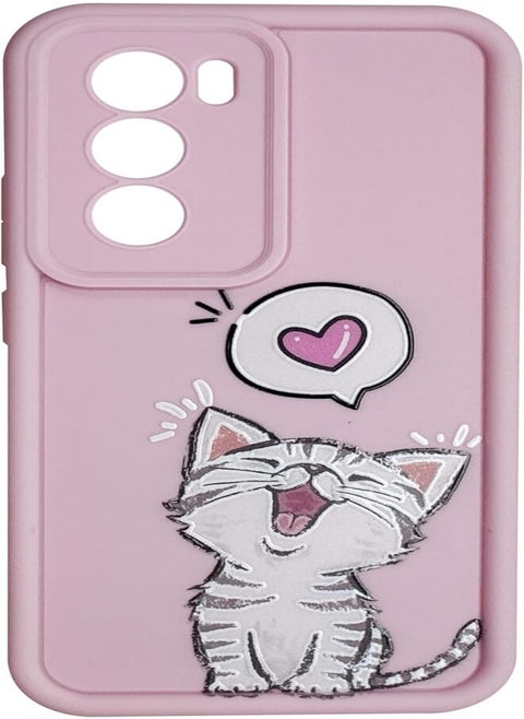 Silicon TPU Case Camera Protection with 3D Cheerful Prints For Oppo Reno 12 5G (Lovely Cat)