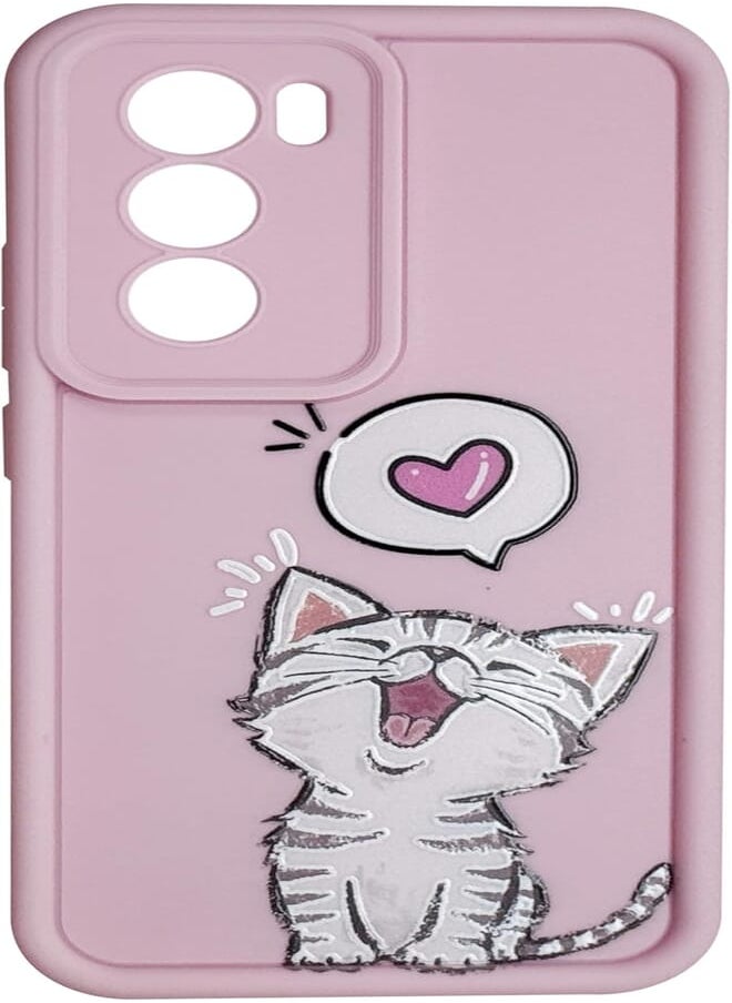 Generic - Silicon TPU Case Camera Protection with 3D Cheerful Prints For Oppo Reno 12 5G (Lovely Cat) - Image 1