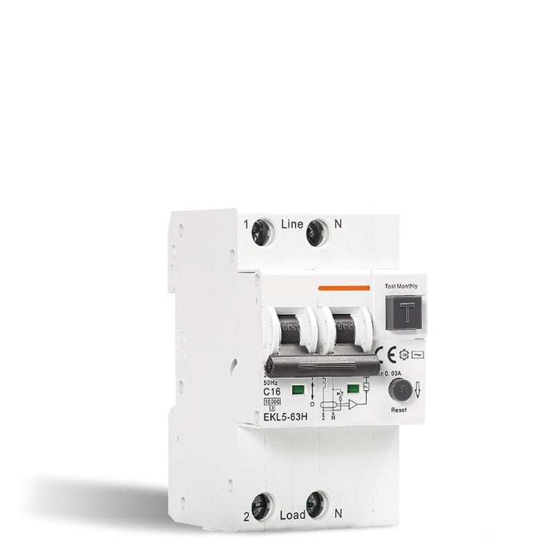 EKL5 نوع AC RCBO قاطع الدائرة الأوتوماتيكي 2P 16A 10KA 30mA حماية ضد التسرب الزائد للتيار - Image 2
