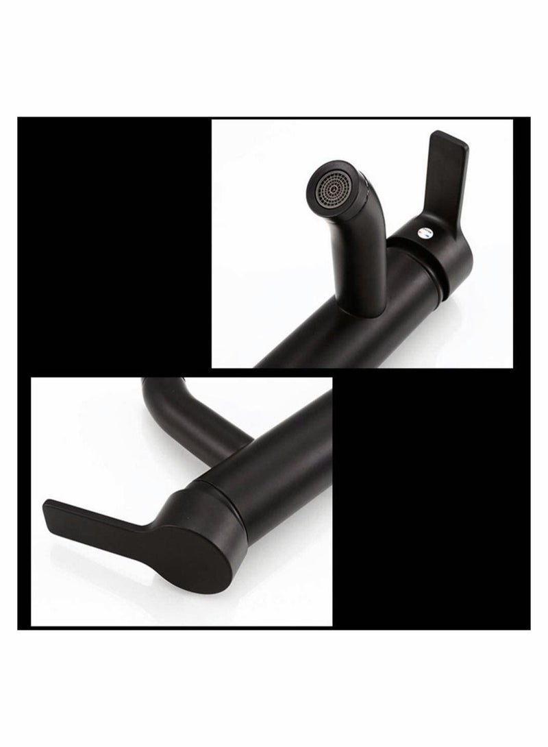 Captaintech Tap Black Bathroom Faucet Stainless Steel Basin Mixer Bathroom Accessories Black Tap Sink Basin Mixer Tap for Home Kitchen, Short Pattern - Image 5