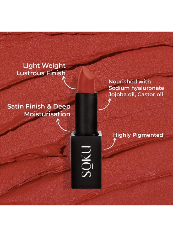 SOKU Censored Matte Long Lasting Lipstick For Women | Creamy Lipstick | Moisturising | Smooth Finish & Lightweight | One Swipe Pigmentation (Almost Nude 06) - 4.2 G - Image 2