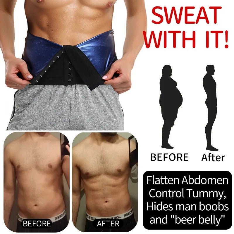 Bluejw Sweat Shaper Men's Slimming Waist Trainer Vest - Neoprene-Free Waist Trimmer for Weight Loss - Sauna Effect Cincher - Image 5