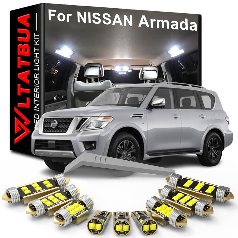 WLTATBUA LED Interior Light Kit Package Replacement for Nissan Armada 2017 2018 2019 2020 Super Bright 6000K White License Plate Bulbs Install Tool