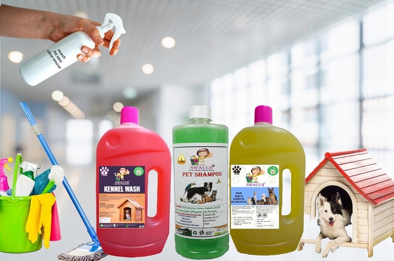 swacch Kennel Wash (Rose) + Pet Shampoo (Neem Alovera) I Pet Aqua Odour Remover (Lemon) 1 Litre Combo Pack of 3 Economical Pack I Dog and Cat Friendly - Image 2