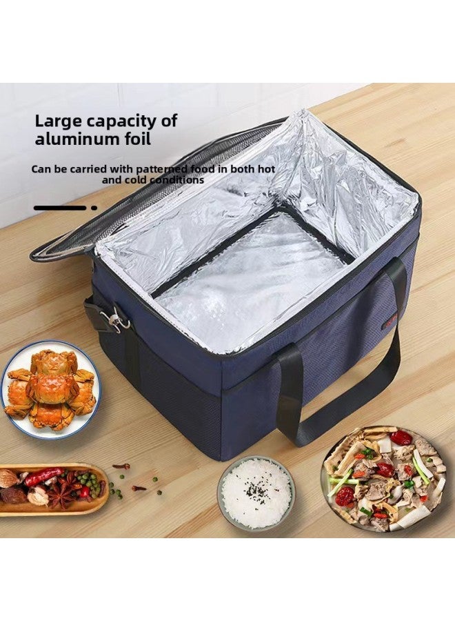 Generic Ice Pack Thickened Heat Preservation Bag Large Capacity Handbag Aluminum Foil Thickened Heat Preservation Box Insulated Lunch Box Lunch Bag Carrying Bag-Color:Black 25L:35*27*26  - Image 3