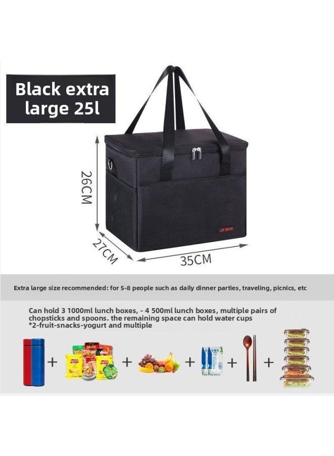Generic Ice Pack Thickened Heat Preservation Bag Large Capacity Handbag Aluminum Foil Thickened Heat Preservation Box Insulated Lunch Box Lunch Bag Carrying Bag-Color:Black 25L:35*27*26  - Image 1
