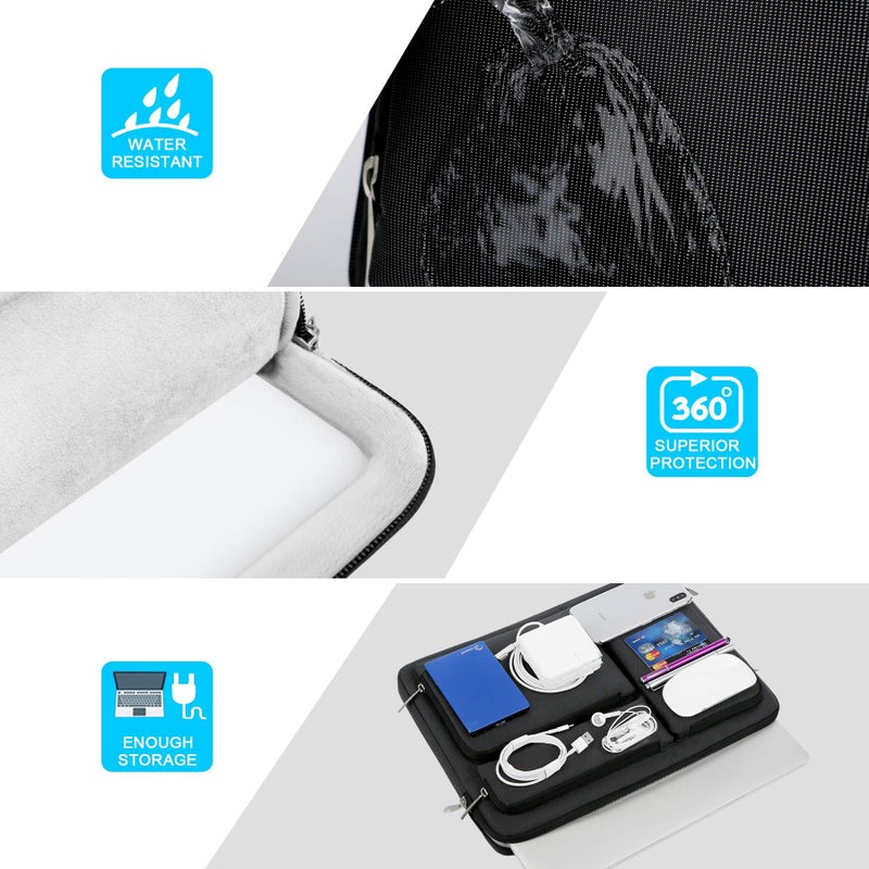 Lacdo حافظة لابتوب لاكدو 360° واقية مقاس 15.6 بوصة لأيسر أسباير 5، E 15، بريداتور هيليوس 300، علمي/ASUS فيفوبوك 15 / ديل إنسبيرون 15 / لينوفو إيدياباد 330 / بافيليون 15، حقيبة كمبيوتر، سوداء - Image 2