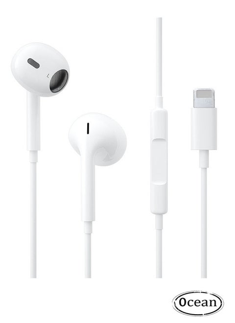 Lateral In-Ear Wired Headphone for iPhone, Apple EarPods with Lightning Connector, Built-in Microphone & Volume Control, No Need Bluetooth Compatible with iPhone14/13/12/SE/11/XR/XS/X/8/7, White