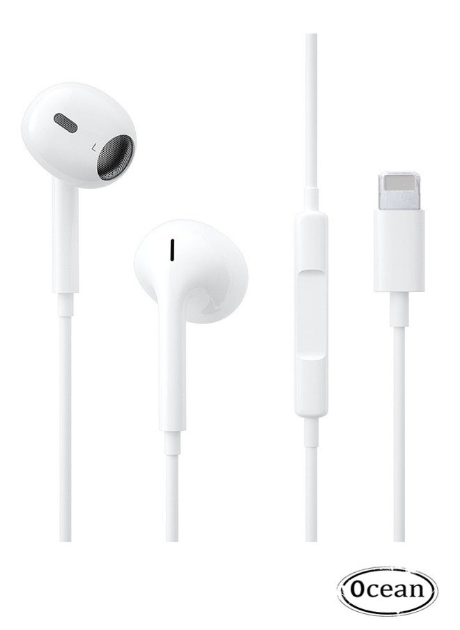 Ocean Lateral In-Ear Wired Headphone for iPhone, Apple EarPods with Lightning Connector, Built-in Microphone & Volume Control, No Need Bluetooth Compatible with iPhone14/13/12/SE/11/XR/XS/X/8/7, White  - Image 1