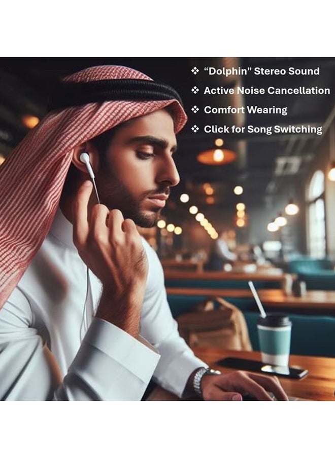 Lateral In-Ear Wired Headphone for iPhone, Apple EarPods with Lightning Connector, Built-in Microphone & Volume Control, No Need Bluetooth Compatible with iPhone14/13/12/SE/11/XR/XS/X/8/7, White