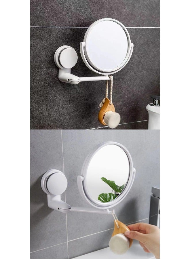 ShebSheb Wall Mounted Makeup Mirror,Adjustable Shower Mirror,360°Swivel Vanity Mirror for Bathroom Home Bedroom  - Image 2