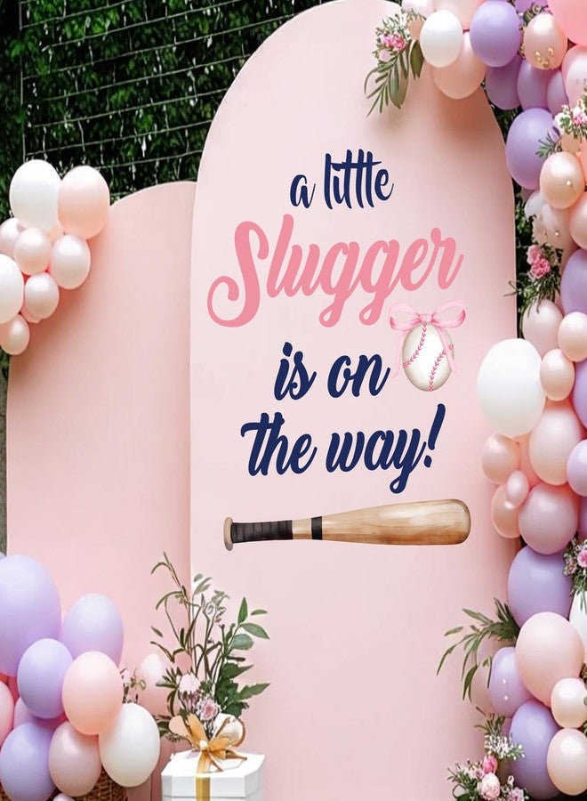 Dvehdbay Baseball Baby Shower Decorations - A Little Slugger Is on the Way Decal, Baseball Theme Sign for Balloons Arch Backdrop, A Little Slugger Is on the Way Baby Shower Decorations, Girl Gender Reveal Sign - Image 4