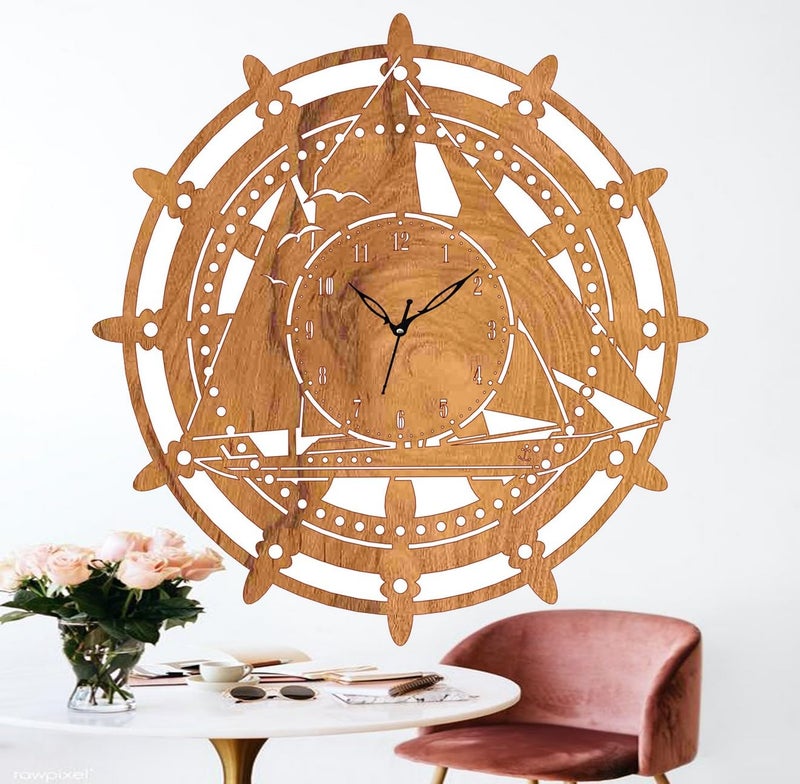 ADK Wall Clock MDF Wood Modern Clock Trendy Silent NonTicking Battery Operated Wall Clocks for Living RoomHomeKitchenBedroomOfficeSchool Decor DN34 Brown - Image 2