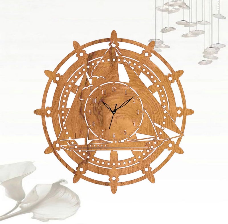 ADK Wall Clock MDF Wood Modern Clock Trendy Silent NonTicking Battery Operated Wall Clocks for Living RoomHomeKitchenBedroomOfficeSchool Decor DN34 Brown - Image 5