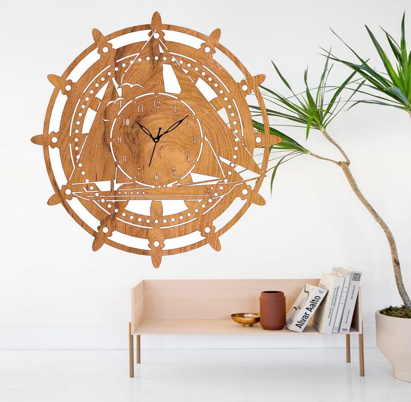 ADK Wall Clock MDF Wood Modern Clock Trendy Silent NonTicking Battery Operated Wall Clocks for Living RoomHomeKitchenBedroomOfficeSchool Decor DN34 Brown - Image 4
