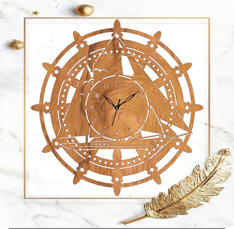 ADK Wall Clock MDF Wood Modern Clock Trendy Silent NonTicking Battery Operated Wall Clocks for Living RoomHomeKitchenBedroomOfficeSchool Decor DN34 Brown - Image 3