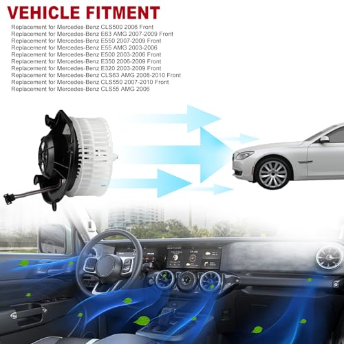 TOPAZ HVAC Blower Motor Assembly w/Fan Cage Replacement for Mercedes Benz CLS500 CLS55 AMG CLS63 AMG E63 AMG E320 E350 E500 E55 AMG Replaces # 2118300908 2118300408 - Image 4