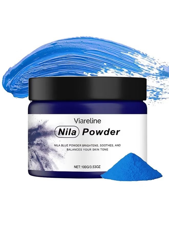 Viareline Blue Nila Powder, 100G Pure Nila Indigo Powder - Natural Moroccan powder For Face And Hair Care - Exfoliating And moisturizing, Natural Skin Brightening & Detoxifying Mask - Image 1