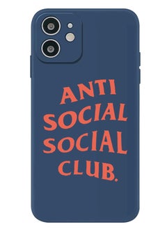 Theodor Protective Slim Fit Case Liquid Silicone Cover with Full Body Protection Anti-Scratch Shockproof Case For iPhone 12 Blue  - Anti social social club copy  - Image 1