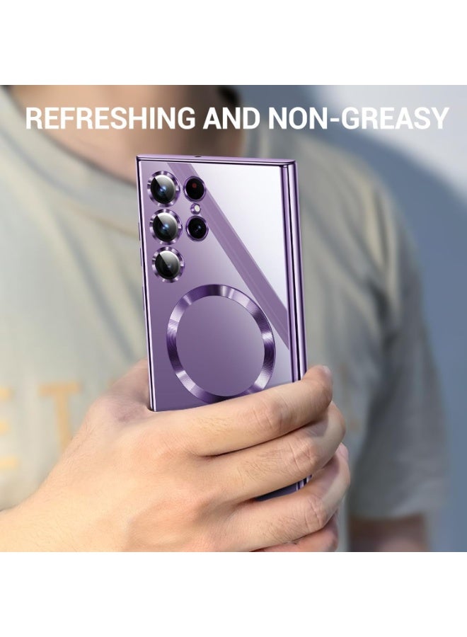 YoYoTech Samsung Galaxy S25 Ultra Magnetic Case, Luxury Plating Design Case with Camera Lens Protection Clear Back Sides Soft TPU Bumper for Samsung Galaxy S25 Ultra 6.8” - Purple - Image 2
