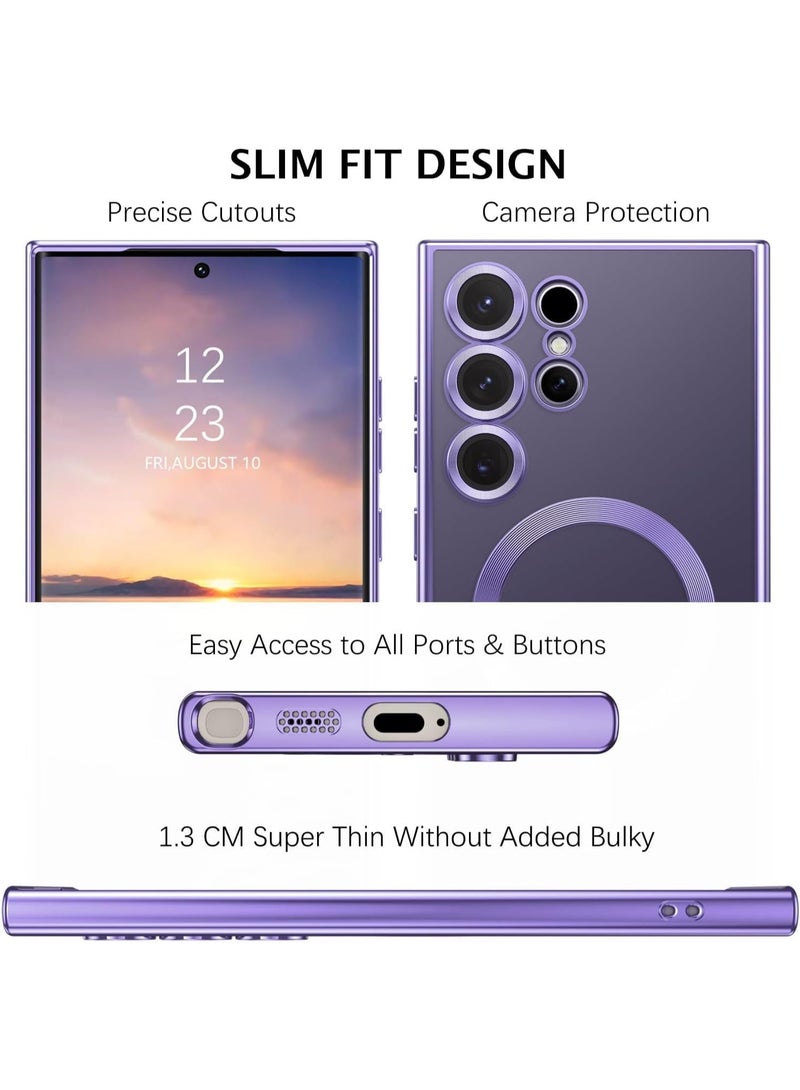 YoYoTech Samsung Galaxy S25 Ultra Magnetic Case, Luxury Plating Design Case with Camera Lens Protection Clear Back Sides Soft TPU Bumper for Samsung Galaxy S25 Ultra 6.8” - Purple - Image 4