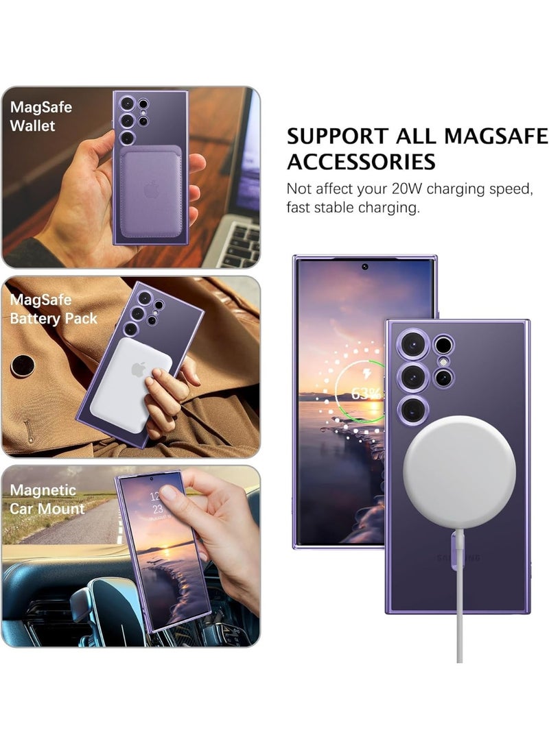 YoYoTech Samsung Galaxy S25 Ultra Magnetic Case, Luxury Plating Design Case with Camera Lens Protection Clear Back Sides Soft TPU Bumper for Samsung Galaxy S25 Ultra 6.8” - Purple - Image 5