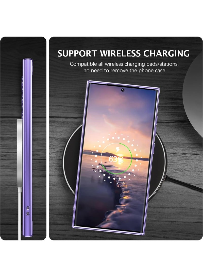 YoYoTech Samsung Galaxy S25 Ultra Magnetic Case, Luxury Plating Design Case with Camera Lens Protection Clear Back Sides Soft TPU Bumper for Samsung Galaxy S25 Ultra 6.8” - Purple - Image 3