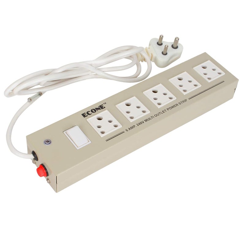 ECONE ECONE Power Extension CordBoards For Heavy Appliances With 3 Core Wire1 Year Warranty 5 Socket 1 Switch 22 Mtr Wire Length 220 Volts White  - Image 2