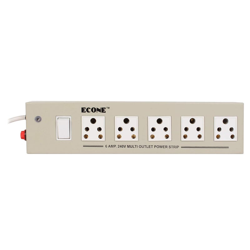 ECONE ECONE Power Extension CordBoards For Heavy Appliances With 3 Core Wire1 Year Warranty 5 Socket 1 Switch 22 Mtr Wire Length 220 Volts White  - Image 1