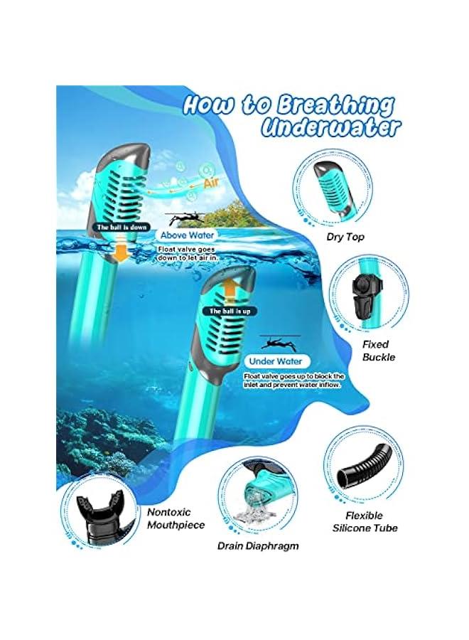 Arabest Mask Fins Snorkel Set, Snorkeling Gear for Adults, Panoramic View Snorkel Mask Anti-Fog, Adjustable Dive Flippers, Dry Top Snorkel and Travel Bag, Scuba Gear for Swimming Snorkeling Diving - Image 3