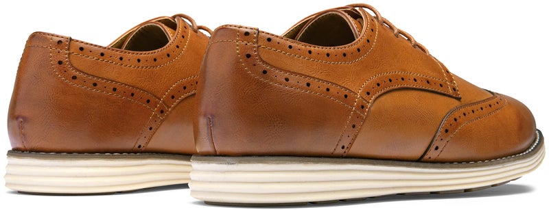 Vostey Men's Casual Dress Shoes Wingtip Oxfords Shoes Business Dress Shoes for Men (BMY617A Brown 11) - Image 5