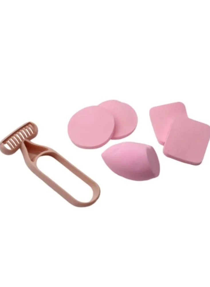 طقم اسفنجة مكياج مع اداة تنظيف 6 قطع- الوان متعددة