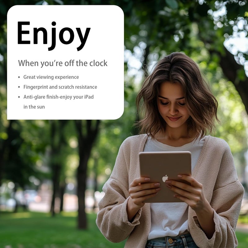 ميجو حامي شاشة زجاجي ورقي من لجهاز iPad Air بحجم 11 بوصة (طرازات M2-M3، أجيال 2024-2025/الجيل السادس/السابع)، بملمس مات، مناسب للرسم ومضاد للانعكاس، سهل التركيب، متوافق مع الحافظات، عبوة تحتوي على قطعتين. - Image 4