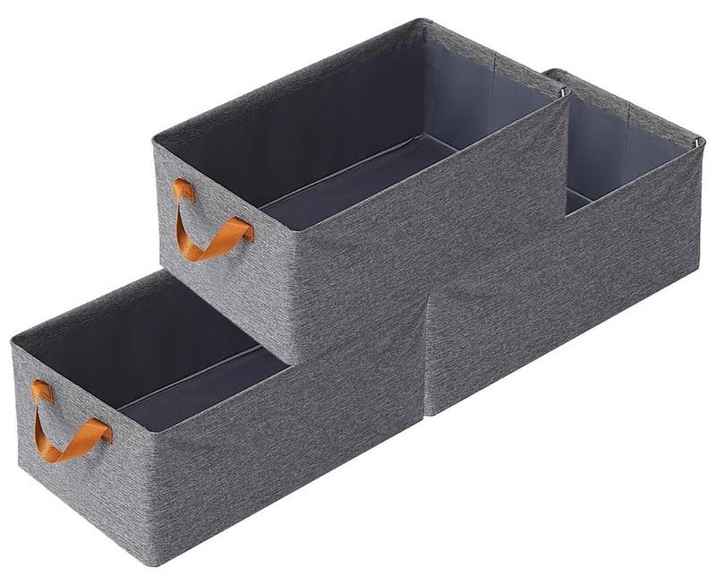 3 Pieces Modern Wardrobe Clothes Organizer Box - Wardrobe Clothes Organizer Box Clothes Storage Box Closet Organizer - Oxford Cloth for Jeans, Clothes, Jackets Storage Foldable Fabric Storage Box - Fabric Clothes Organizer for Wardrobe - Large Storage Box with Handles Dressing Room Organizer Box - Image 1