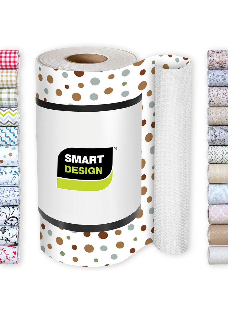 Smart Design Smart Design Bonded Grip Shelf Liner  12 Inch x 10 Feet  Non Adhesive Strong Grip Bottom Easy Clean Kitchen Drawer Cabinet Cupboard Dresser Protector Cover Non Slip Rubber Mat  Dizzy Dots 