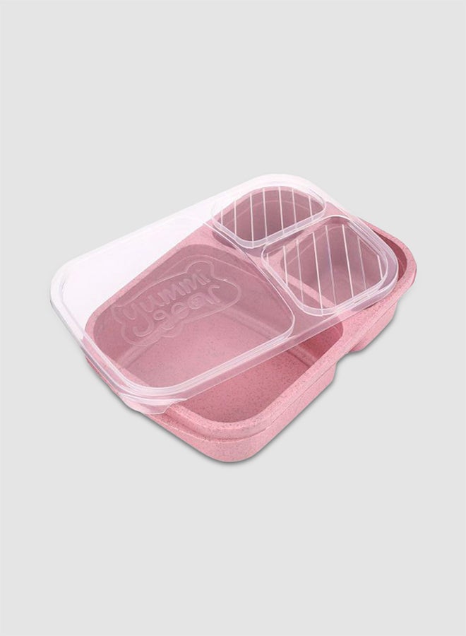 3-Grid Lunch Box With Lid Pink/Clear 23.5x15x5cm - Image 1