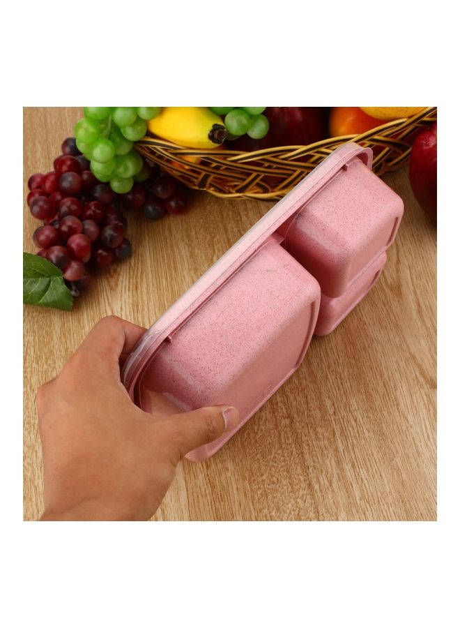 3-Grid Lunch Box With Lid Pink/Clear 23.5x15x5cm - Image 3