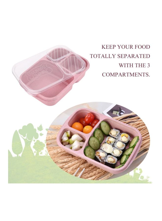 3-Grid Lunch Box With Lid Pink/Clear 23.5x15x5cm - Image 5