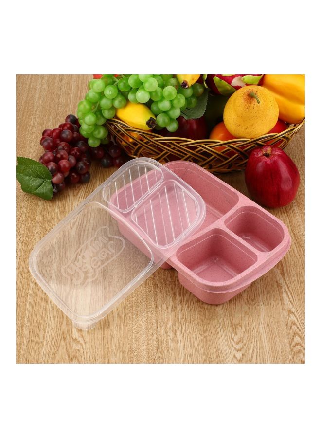 3-Grid Lunch Box With Lid Pink/Clear 23.5x15x5cm - Image 2