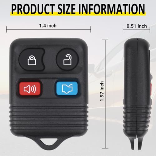 Vurkcy Keyless Entry Remote Key Fob Compatible with Ford Escape Explorer Expedition Focus Fusion Mustang Taurus, Lincoln, Mercury, Mazda, Replacement for CWTWB1U345, 4 Button (Pack of 2) - Image 5