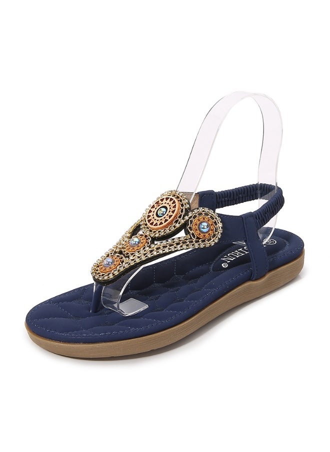 NIBEMINENT Casual Non-Slip Bohemia Sandals Soft Sole Beachwear Platform Shoes Summer Flip Flop Slippers  - Image 1