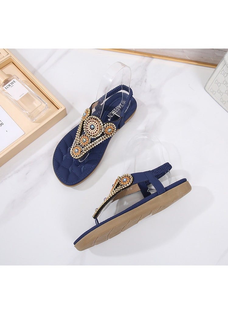 NIBEMINENT Casual Non-Slip Bohemia Sandals Soft Sole Beachwear Platform Shoes Summer Flip Flop Slippers  - Image 2