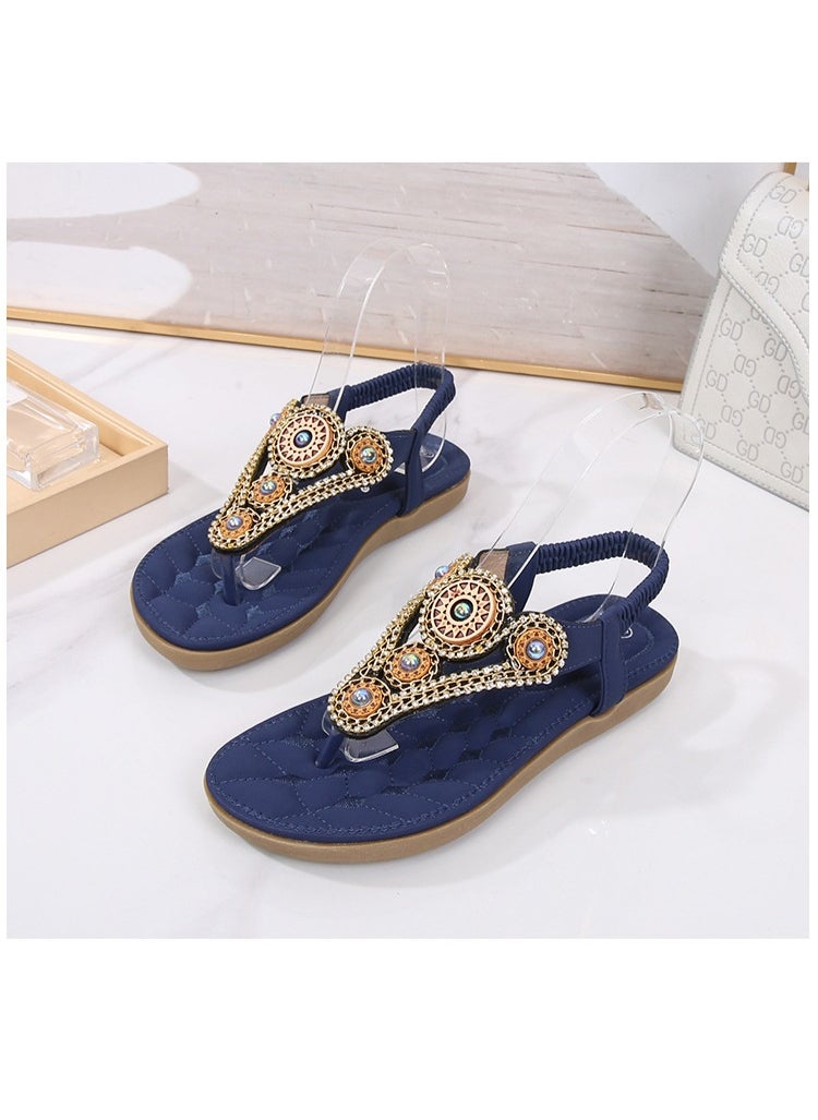 NIBEMINENT Casual Non-Slip Bohemia Sandals Soft Sole Beachwear Platform Shoes Summer Flip Flop Slippers  - Image 3