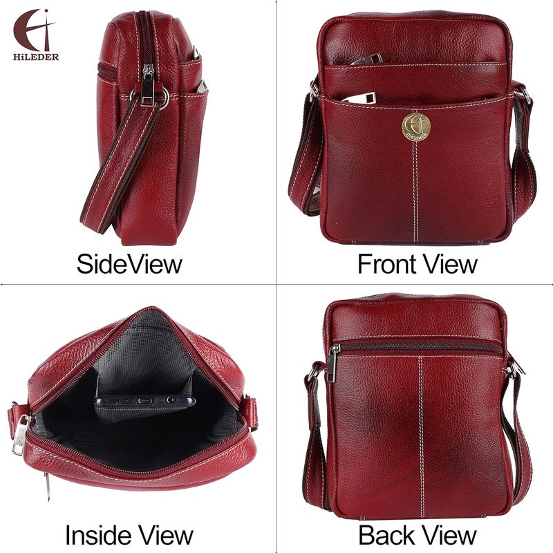HiLEDER 100% Pure Genuine Leather Utility 7 inch Travel Office Ipad Tab Bag - Image 2