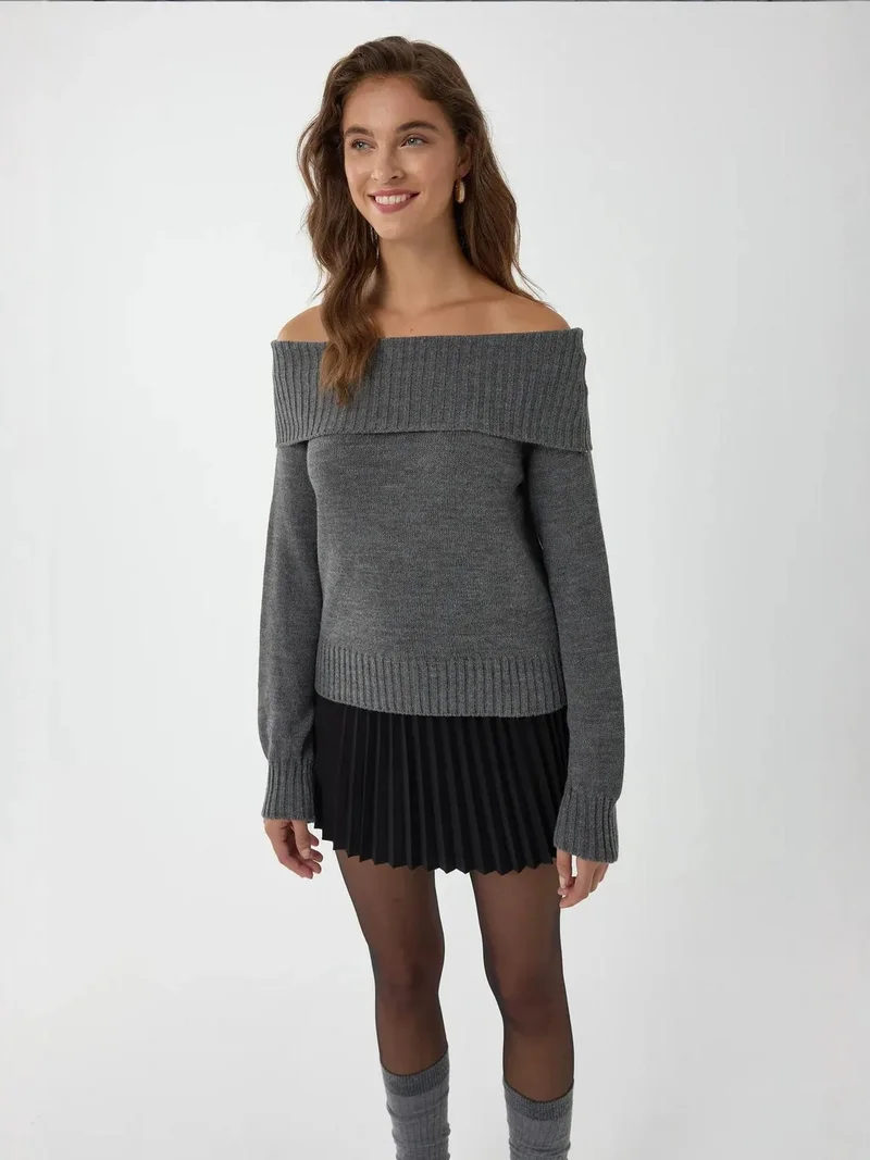 HICCUP Off Shoulder Knit Sweater