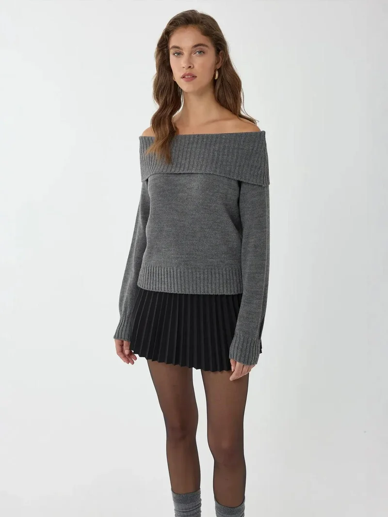 HICCUP Off Shoulder Knit Sweater
